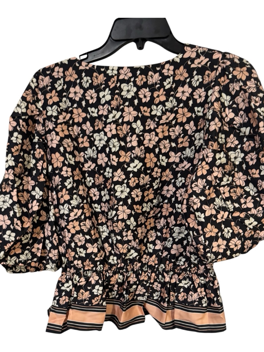NWT Club Monaco Floral Waisted Balloon Sleeve Peplum Blouse Large - Picture 3 of 8